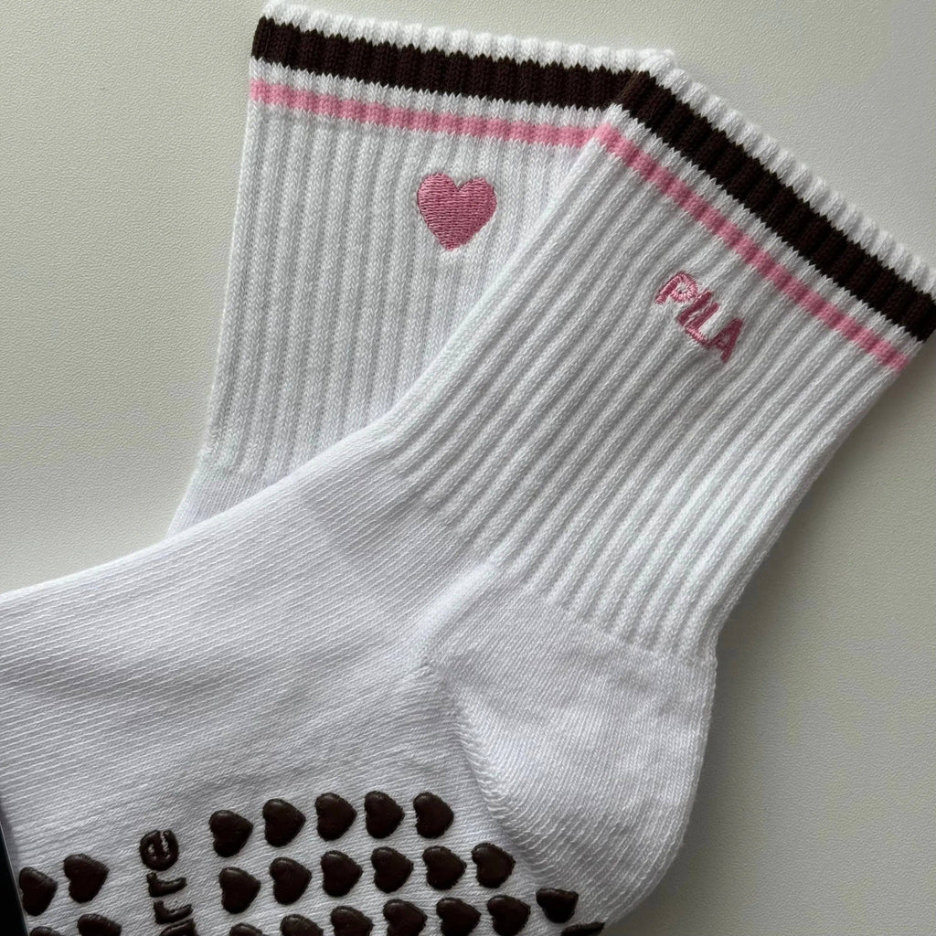 PILA Essential Grip Socks - Pink/Brown