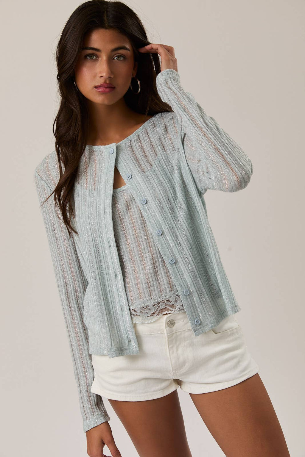 ROUND NECK KNIT CARDIGAN