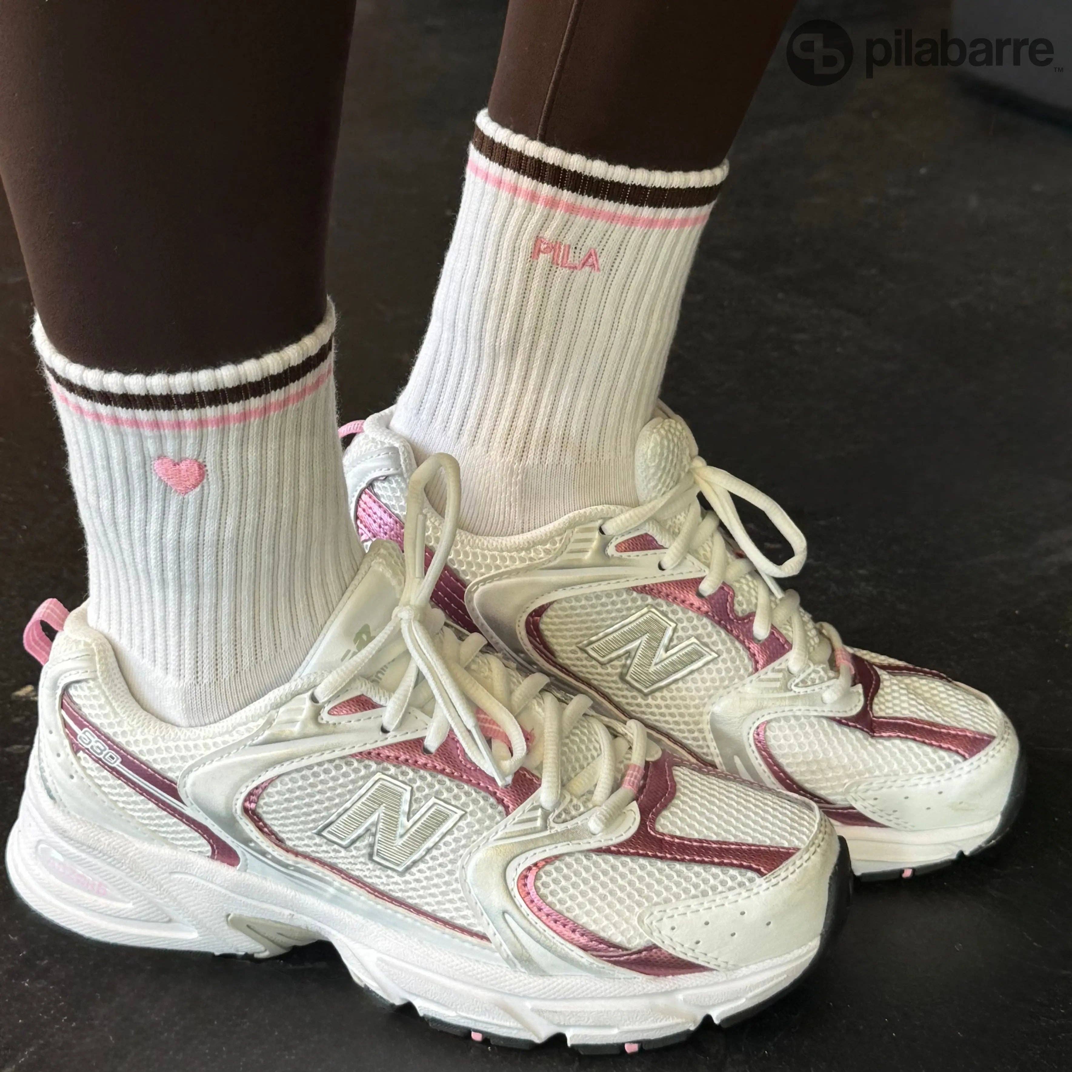 PILA Essential Grip Socks - Pink/Brown