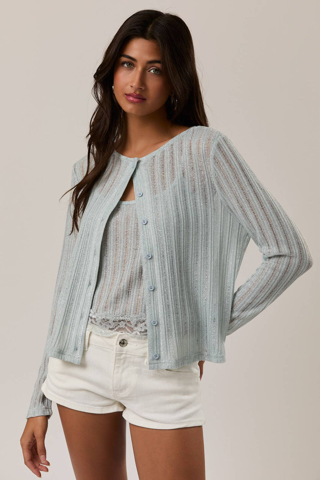 ROUND NECK KNIT CARDIGAN
