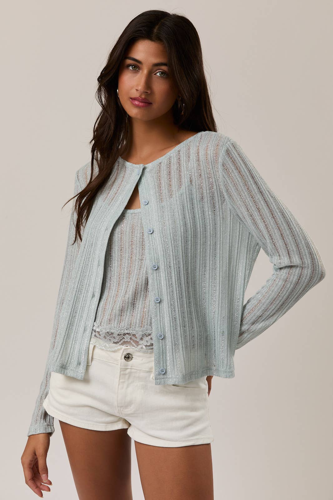 ROUND NECK KNIT CARDIGAN