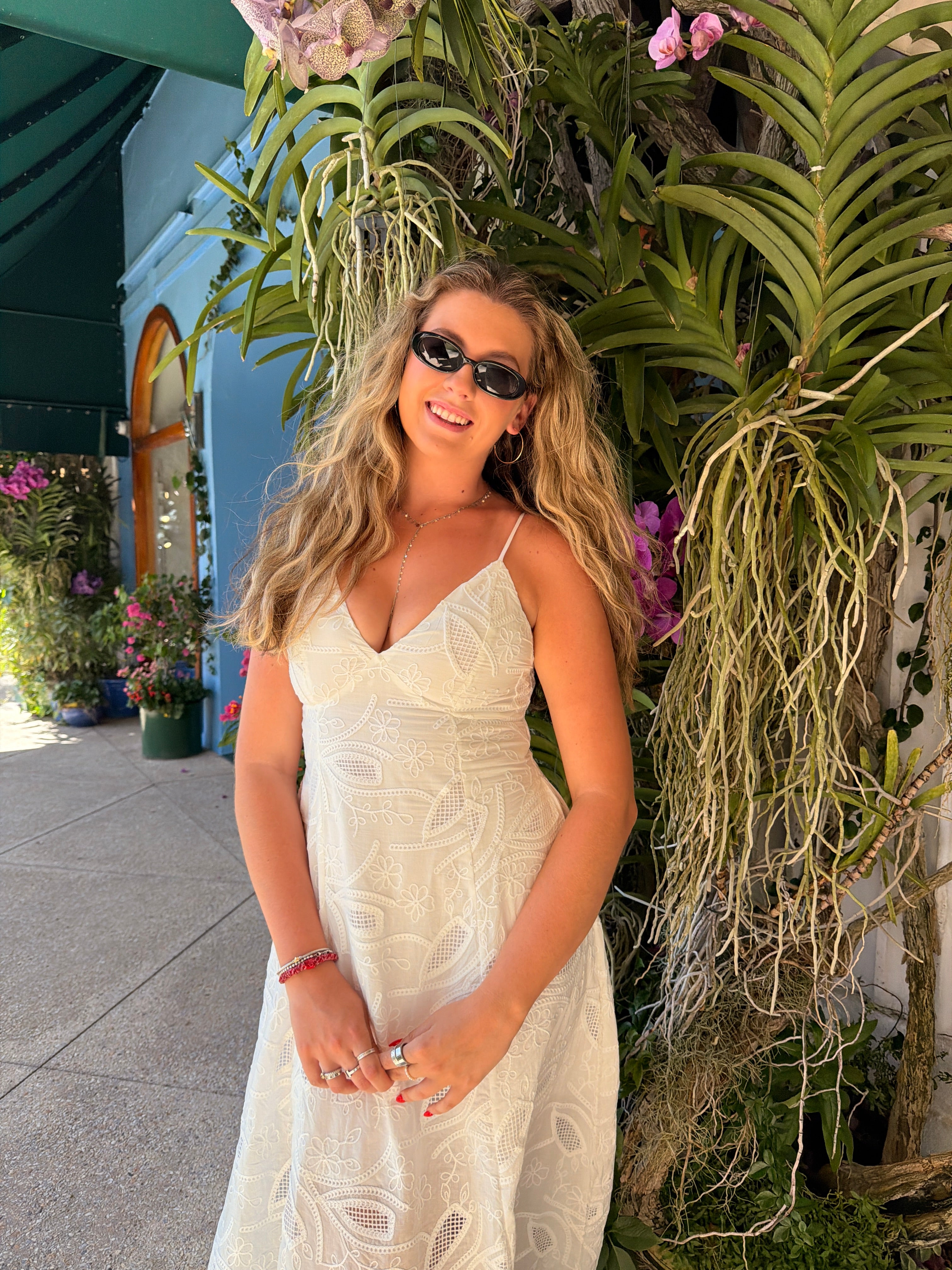 Embroidery Tie Back Maxi Dress