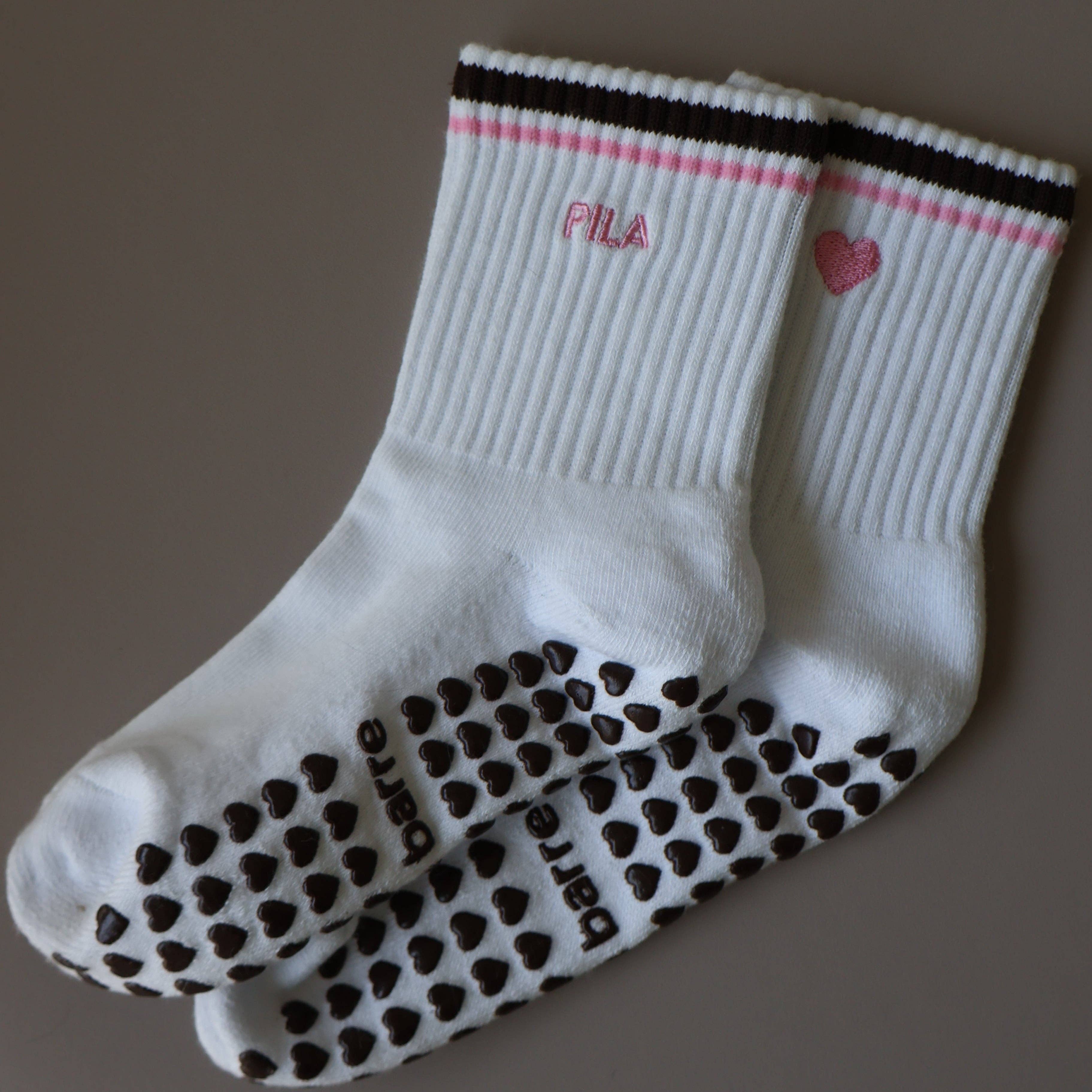 PILA Essential Grip Socks - Pink/Brown