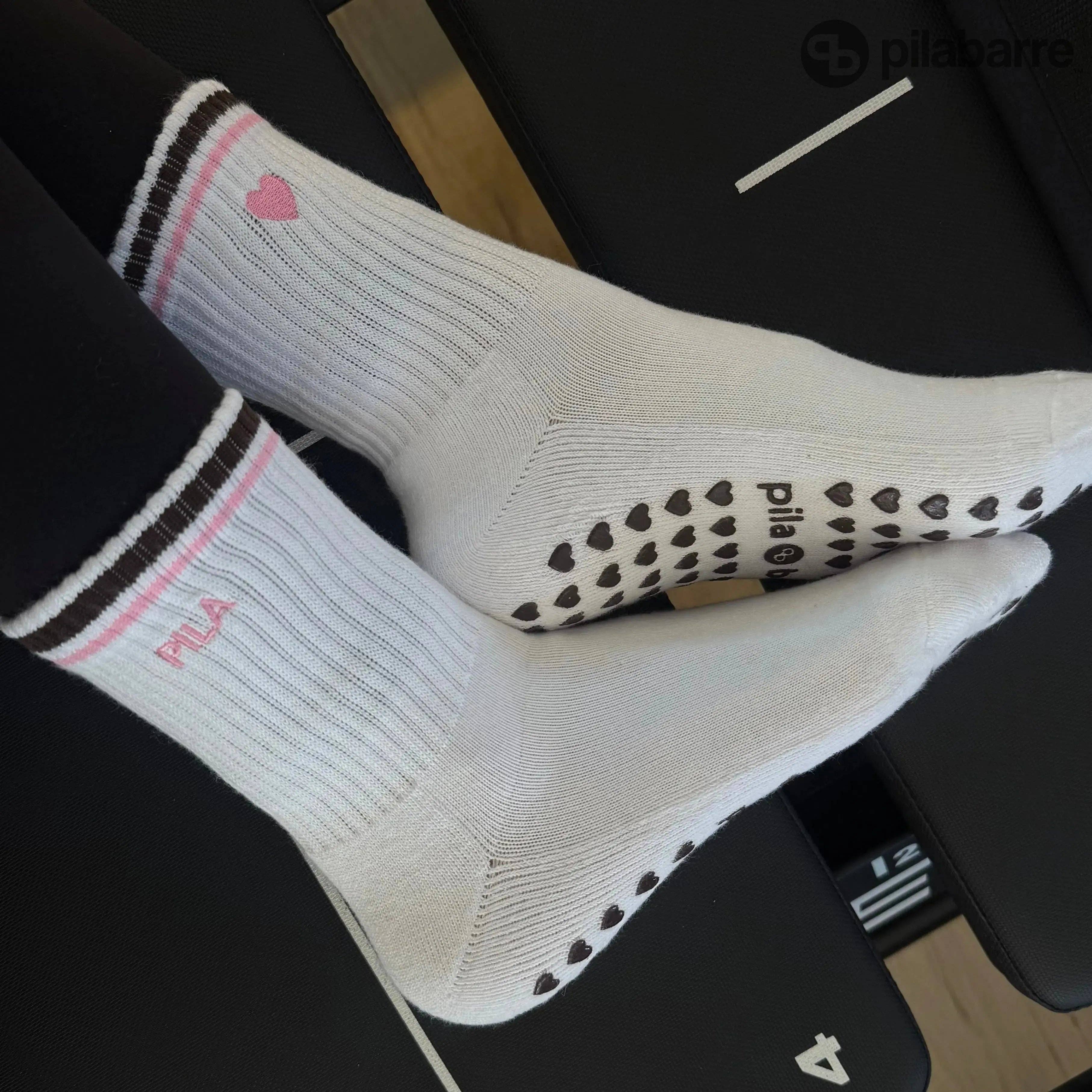 PILA Essential Grip Socks - Pink/Brown