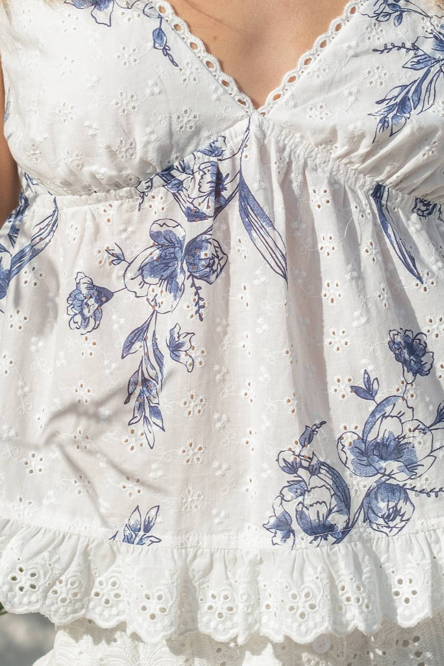 Printed Eyelet Top